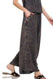 Zenana Woven Acid Crinkle Washed Cami & Pants 2 Piece Set - Trendsi