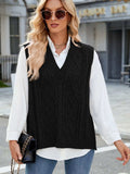 Cable Knit V-Neck Sweater Vest - Trendsi - Flyclothing LLC