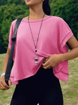 Cutout Back Short Sleeve T-Shirt - Trendsi - Flyclothing LLC