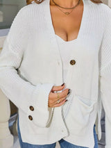 Oversized Knit Button-Down Cardigan - Trendsi - Flyclothing LLC