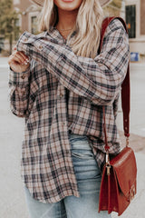 Drawstring Plaid Hooded Long Sleeve Shirt - Trendsi
