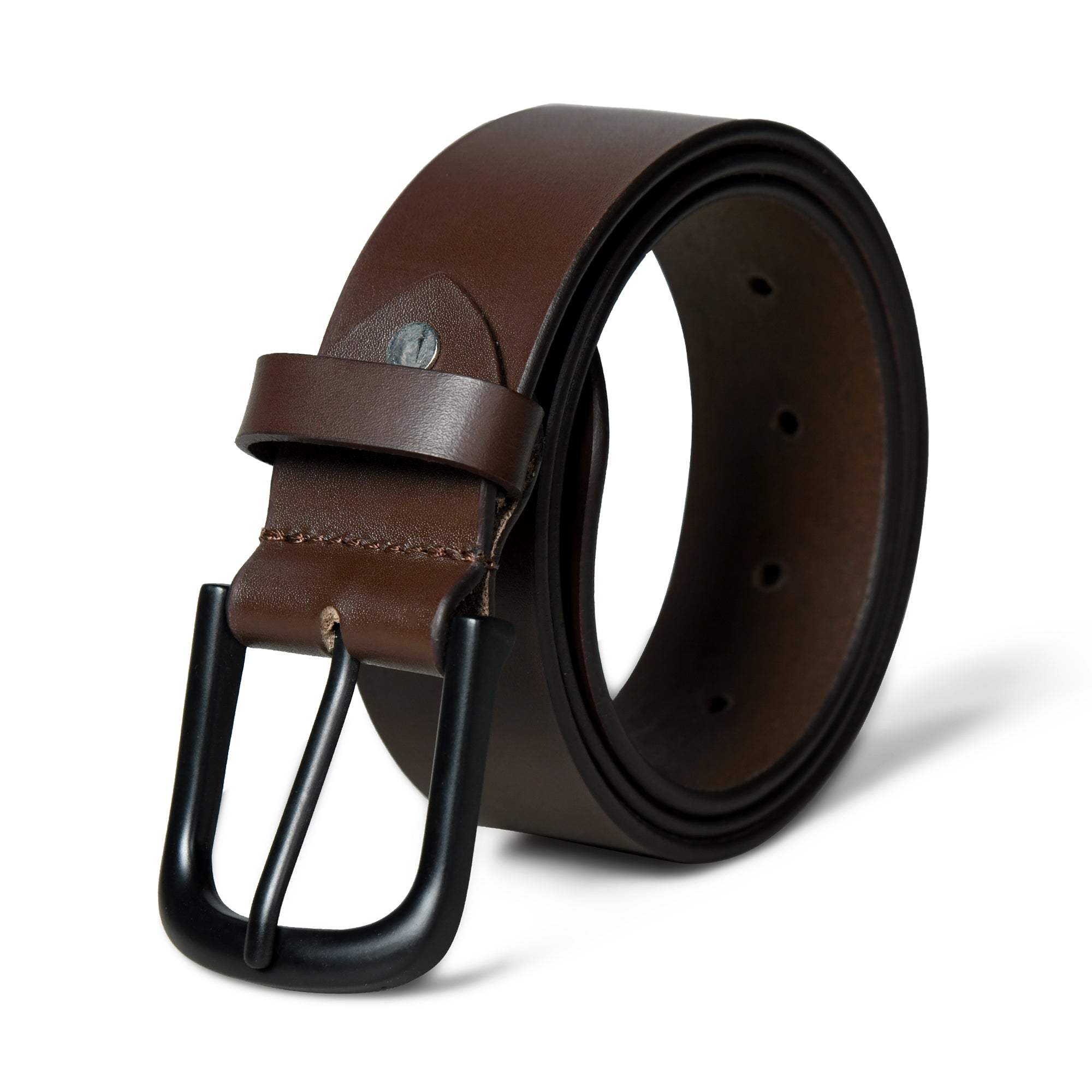 Prestige Brown Leather Belt - Classy Leather Bags - Flyclothing LLC