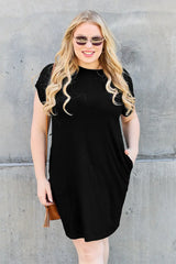 Basic Bae Bamboo Full Size Round Neck Short Sleeve Dress with Pockets - ShopBasicbae - Flyclothing LLC