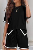 Contrast Trim Tee and Shorts Set - Trendsi
