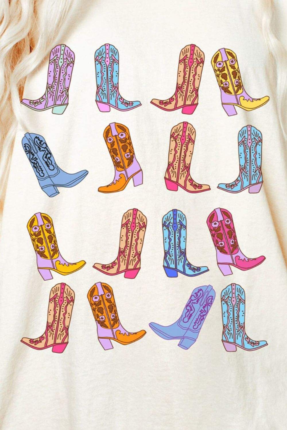 Boots Round Neck Half Sleeve Oversize T-Shirt - Trendsi - Flyclothing LLC