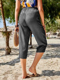 Pocketed Elastic Waist Capris - Trendsi