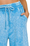 Zenana Washed French Terry Palazzo With Pockets - Trendsi