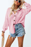 Waffle-Knit Collared Neck Long Sleeve Shirt - Trendsi - Flyclothing LLC