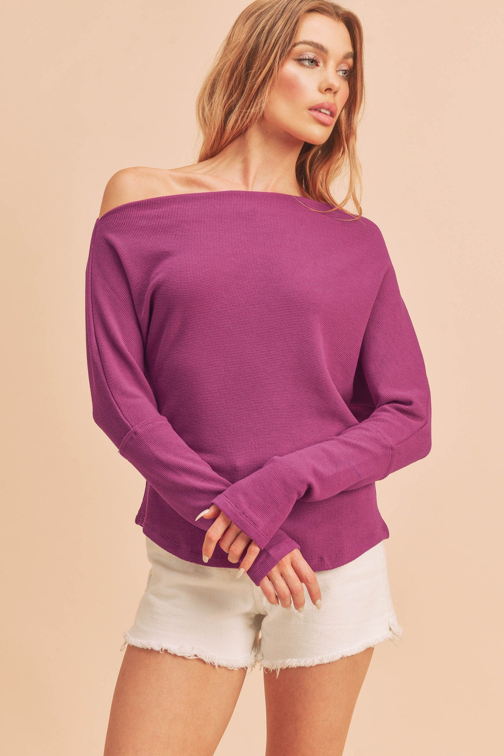 Aemi + Co One Shoulder Long Sleeve Knit Top - Trendsi