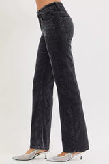 RISEN Tummy Control Mid Rise Straight Leg Corduroy Pants - Trendsi - Flyclothing LLC