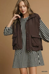 Umgee Nylon Vest with Pockets - Trendsi - Flyclothing LLC