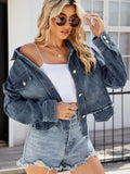 Button Up Long Sleeve Denim Jacket with Pockets - Trendsi