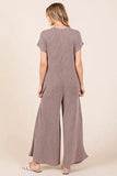 BOMBOM Rib Knit Jumpsuit with Button Detail - Trendsi