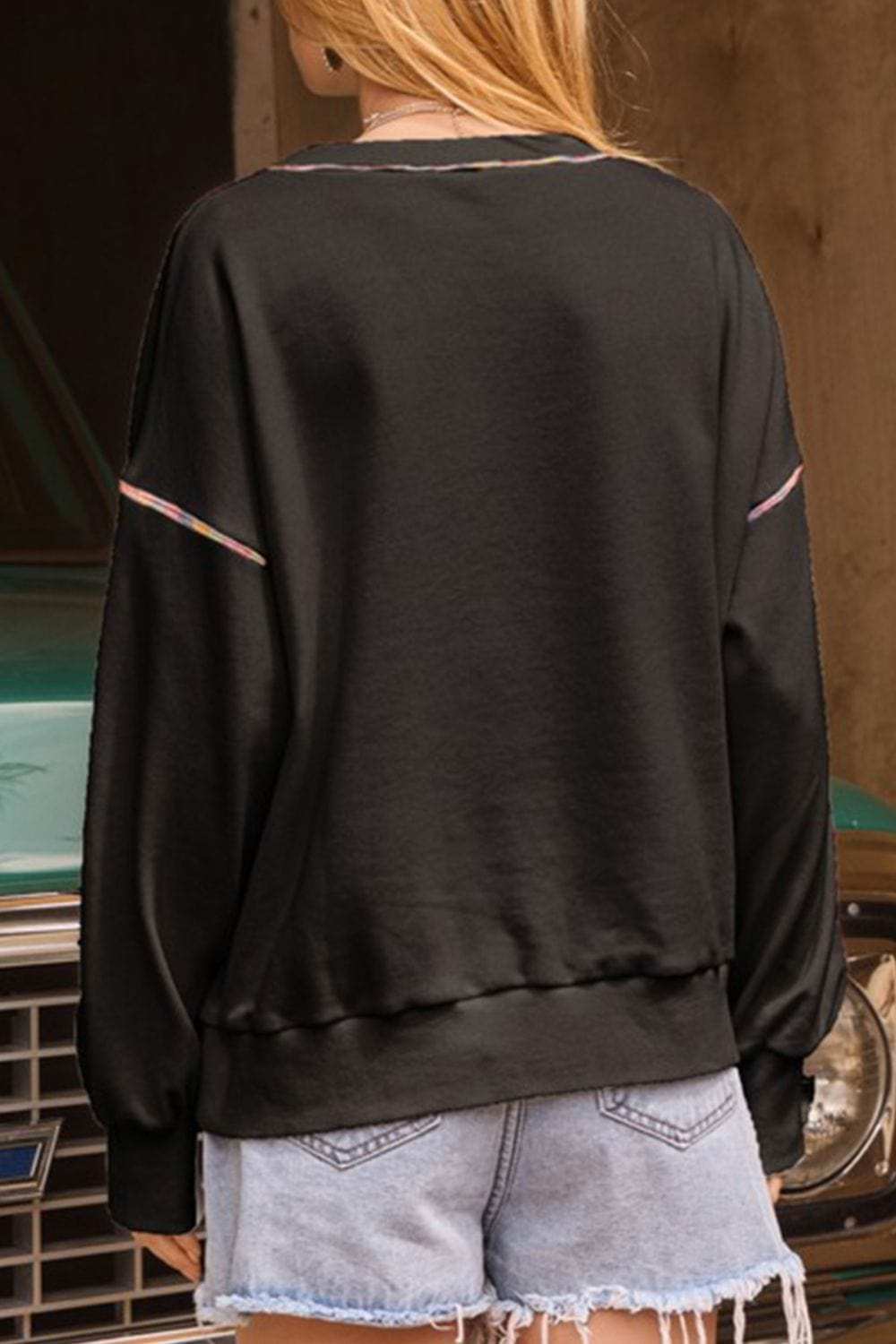 Sequin Pumpkin Round Neck Long Sleeve Sweatshirt - Trendsi - Flyclothing LLC