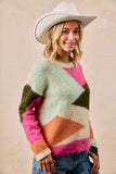 BiBi Multi Color Block Sweater Top - Trendsi - Flyclothing LLC