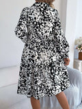 Printed Collared Neck Long Sleeve Dress - Trendsi - Flyclothing LLC
