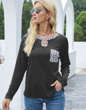 Cutout Leopard Round Neck Long Sleeve T-Shirt - Trendsi - Flyclothing LLC