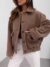 Button-Down Long Sleeve Outerwear - Trendsi - Flyclothing LLC