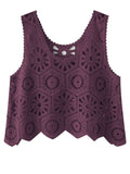 Openwork Round Neck Knit Vest - Trendsi - Flyclothing LLC