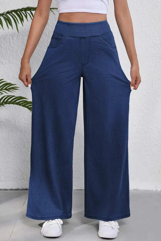 Wide Leg Jeans with Pockets - Trendsi - Flyclothing LLC
