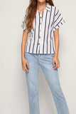 Striped Button Up Short Sleeve Shirt - Trendsi - Flyclothing LLC