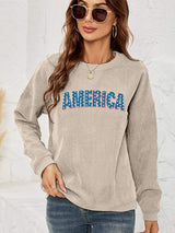 AMERICA Graphic Dropped Shoulder Sweatshirt - Trendsi - Flyclothing LLC