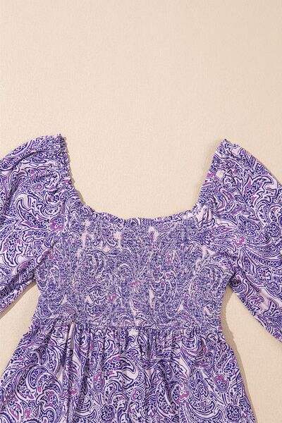 Printed Square Neck Half Sleeve Blouse - Trendsi - Flyclothing LLC