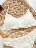Frill Textured Spaghetti Strap Two-Piece Swim Set - Trendsi