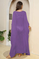 V-Neck Three-Quarter Sleeve Cover-Up - Trendsi - Flyclothing LLC