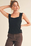 Aemi + Co Exposed Seam Ribbed Wide Strap Tank - Trendsi - Flyclothing LLC
