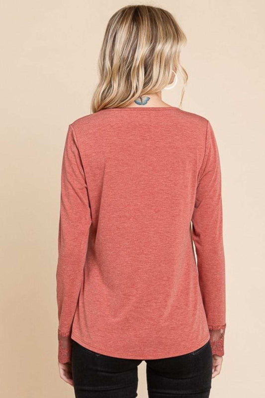 Super Lady Full Size Lace Detail Round Neck T-Shirt - Trendsi - Flyclothing LLC