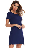 Round Neck Short Sleeve Lounge Dress - Trendsi - Flyclothing LLC