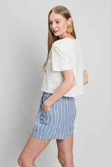 Cotton Bleu by Nu Label Yarn Dye Striped Shorts - Trendsi