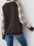 Perfee Plaid Half Zip Long Sleeve Sweatshirt - Trendsi