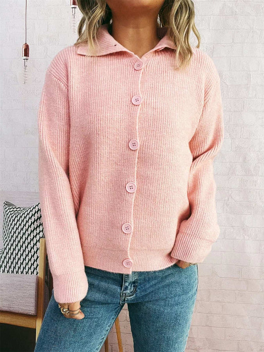 Ribbed Button-Up Cardigan - Trendsi - Flyclothing LLC