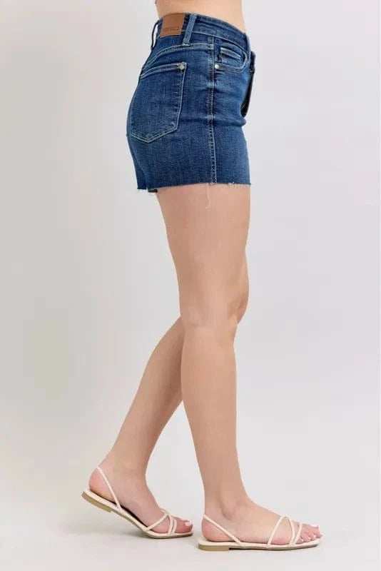 Judy Blue Full Size High Waist Criss-Cross Waistband Denim Shorts Plus Size - Trendsi - Flyclothing LLC