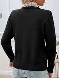 Lace Detail Heart Long Sleeve Sweater - Trendsi - Flyclothing LLC