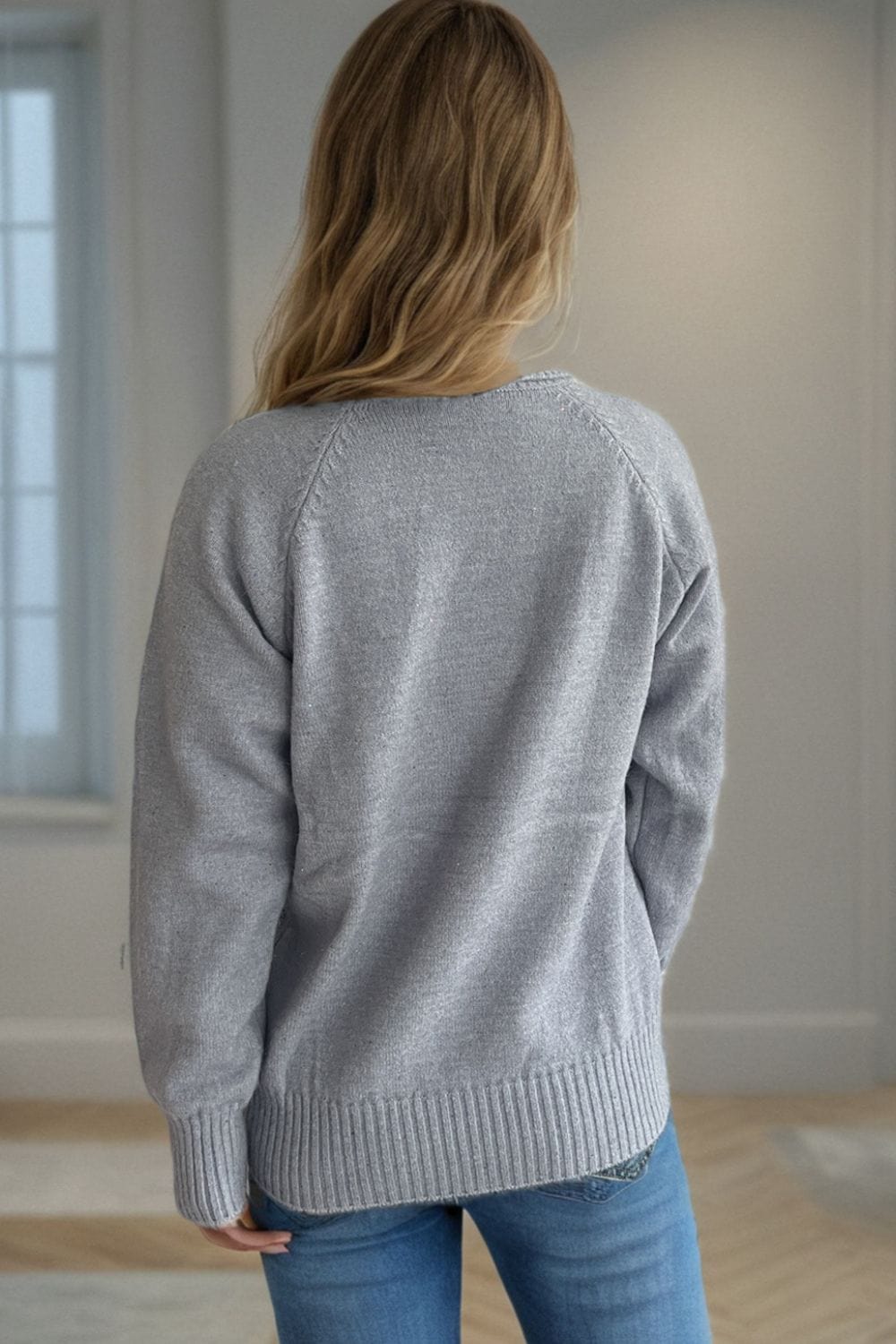 Ribbed Turtleneck Raglan Sleeve Sweater - Trendsi