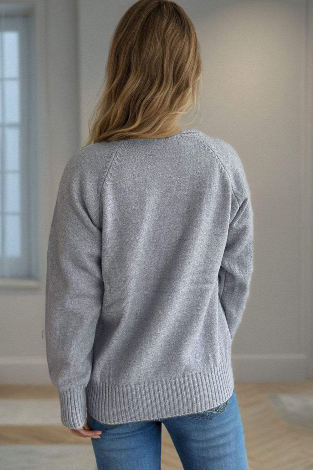 Ribbed Turtleneck Raglan Sleeve Sweater - Trendsi - Flyclothing LLC