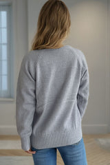 Ribbed Turtleneck Raglan Sleeve Sweater - Trendsi