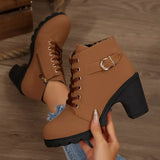 Lace Up Block Heels Boots - Trendsi - Flyclothing LLC
