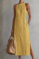 Sleeveless Side Slit Dress with Pockets - Trendsi - Flyclothing LLC