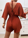 Devine Smocked Tie Back Romper - Trendsi