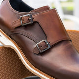 55-103-BRN LEGERRA Hand Burnished Italian Calfskin Monkstrap, Brown - Zelli Italia - Flyclothing LLC