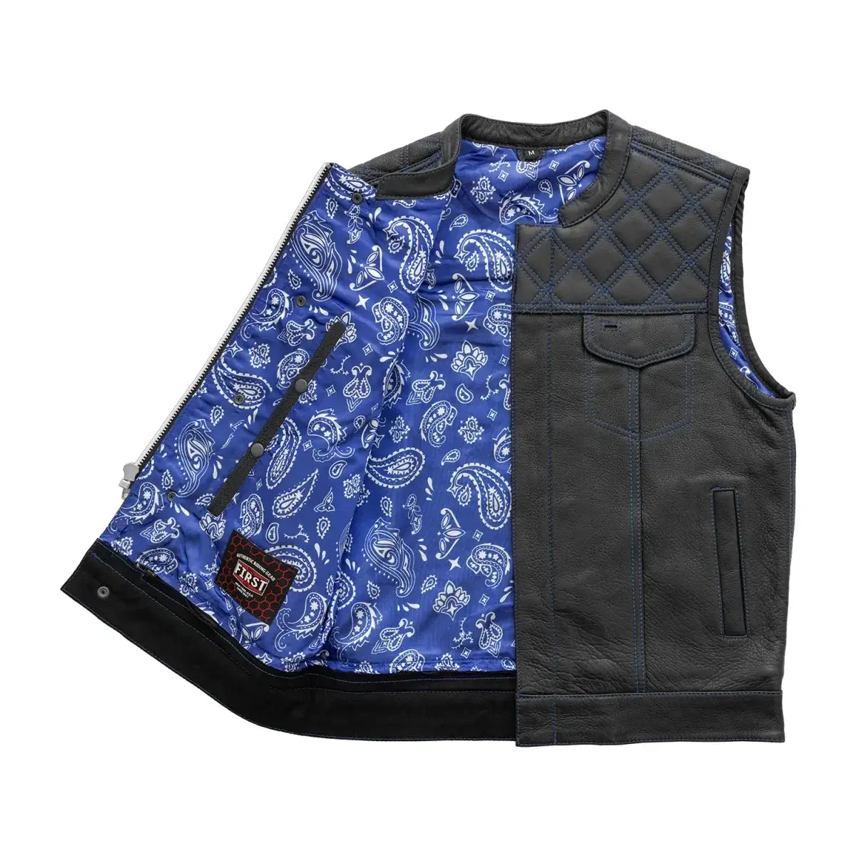 Downside Men's Motorcycle Leather Vest - First Manufacturing Company - Flyclothing LLC