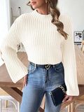 Mock Neck Long Sleeve Sweater - Trendsi - Flyclothing LLC