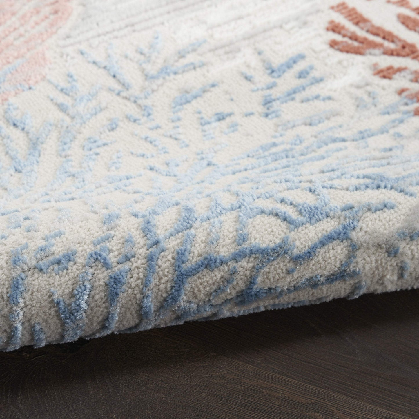 5' X 7' Blue Blush And Gray Seashell and Coral Area Rug - HomeRoots - Flyclothing LLC