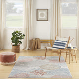 5' X 7' Blue Blush And Gray Seashell and Coral Area Rug - HomeRoots - Flyclothing LLC