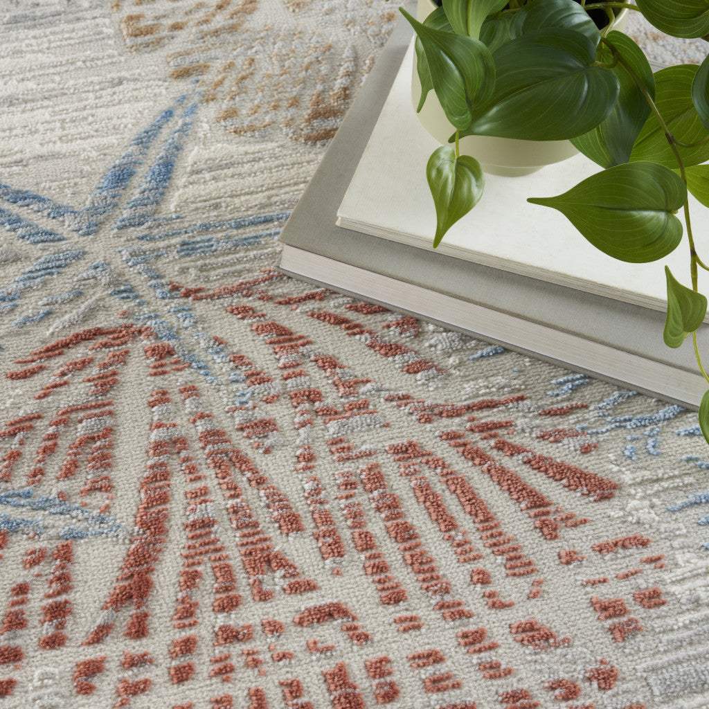 6' X 9' Blue Blush And Gray Seashell and Coral Area Rug - HomeRoots - Flyclothing LLC