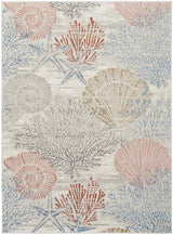 6' X 9' Blue Blush And Gray Seashell and Coral Area Rug - HomeRoots - Flyclothing LLC